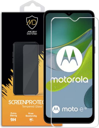 MobyDefend Screenprotector - Geschikt voor Motorola Moto E13 - Case-Friendly Screensaver - Gehard Glas