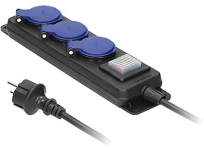 Waterdicht Verlengsnoer met Schakelaar en 3 Stopcontacten IP44 – Rubberen Kabel (5 meter)