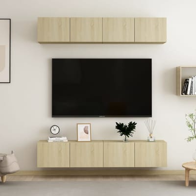 vidaXL - Tv-meubelen - 4 - st - 80x30x30 - cm - bewerkt - hout - sonoma - eikenkleurig