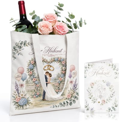 Dailygoods - Bruiloft Cadeauzakjes met Huwelijksmotieven en Herbruikbare Draagtassen (25 x 30 cm)