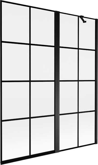 Mexen Mist 2-delige douchewand rechts 140 x 150 , zwart raster, zwart - 8A9-140-011-70-77-P