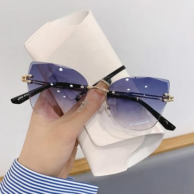 Randloze Luxe Mode Cat Eye Zonnebril Vrouwen Bril Blue Shades Lunette De Soleil Femme Gafas De Sol Mujer Lentes