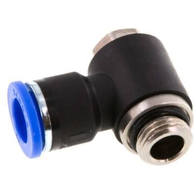 10mm x G1/4'' 90 graden L-vorm Messing/PA 66 Insteekfitting Buitendraad Draaibaar NBR [2 Stuks]