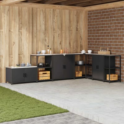 vidaXL - Keukenplankeenheid - HATTEM - Zwart - 60 - x - 50 - x - 92 - cm - Staal