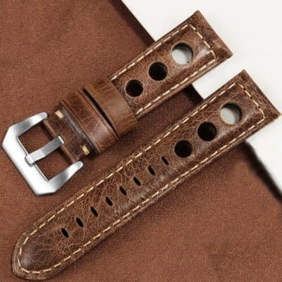 Bracelet de montre rétro en cuir noir rouge marron 20 mm 22 mm 24 mm pour chaîne de montre en cuir Crazy Horse PAM111 441 pour homme et femme 20mm black