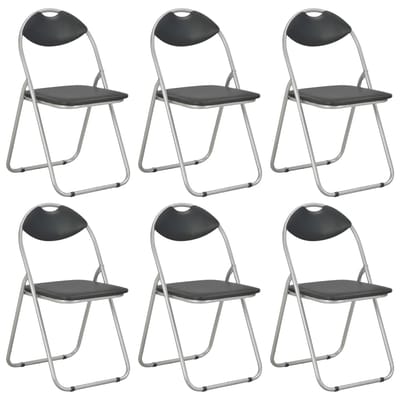 vidaXL - Opklapbare - stoelen, - 6 - stuks, - zwart - kunstleer
