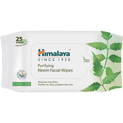 Himalaya Zuiverende Neem Gezichtsschoonmaakdoekjes 25 Stuks voor een Schone Frisse Huid, Make-up Remover Doekjes, Reisvriendelijke Huidverzorging beige