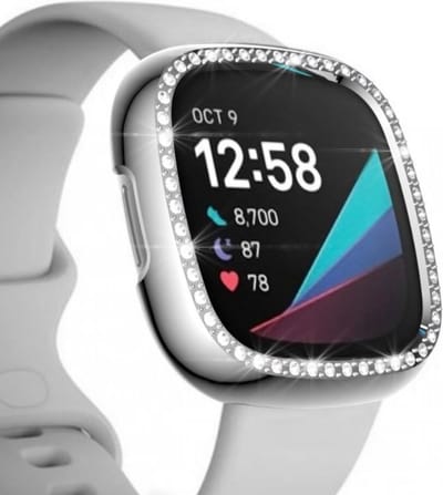 Strap-it Diamond PC Hard Case – Geschikt voor Fitbit Sense – Zilver – Hoesje – Beschermhoes – Protector – Bescherming