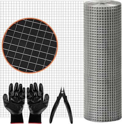 RVS Draadgaas Rol voor Ongediertebestrijding, 4m x 30cm, Ideaal voor Muispreventie in Huis en Tuin, Inclusief Handschoenen en Tang