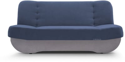 Zitsbank met slaapfunctie en opbergruimter, een bank voor de woonkamer, 192x87x90 cm - Slaapbank PAFOS - Marineblauw + Licht Grijs (Soro 76 + Soro 83)