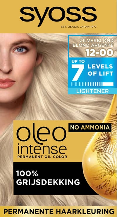 SYOSS Oleo Intense 12-00 - Haarverf - Permanente Haarkleuring - Zilverblond - Langdurige Kleur - Professionele Grijsdekking - Zonder Ammoniak - 1 stuk
