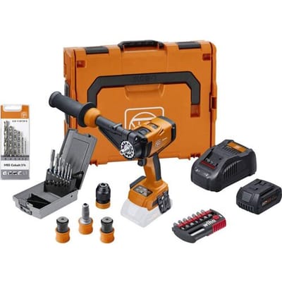Fein 4-versnellingen accuschroefboormachine ASCM 18-4 QM AS Metal Advanced Top Set 18 V / 1x 5,0 Ah accu + lader incl. accessoires in L-Boxx - 71161563000