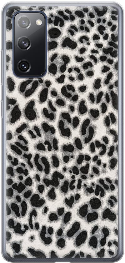 Leuke Telefoonhoesjes - Hoesje geschikt voor Samsung Galaxy S20 FE - Luipaard grijs - Soft case - TPU - Luipaardprint - Grijs