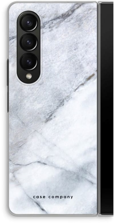 Case Company® - Hoesje geschikt voor Samsung Galaxy Z Fold4 hoesje - Witte marmer - Soft Cover Telefoonhoesje - Bescherming aan alle Kanten en Schermrand
