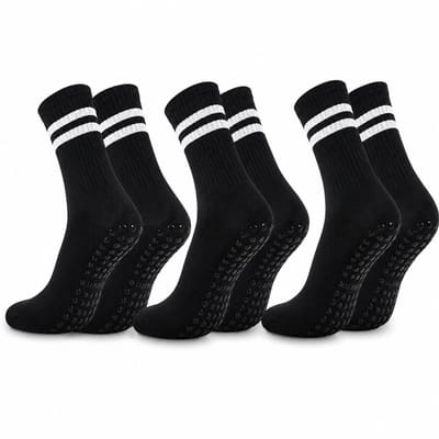 Knaak Antislipsokken - 3 Paar - Yogasokken - Vloersokken - Katoenen Antislipkousen - Zwart
