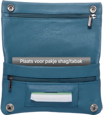 LeonDesign - Tabak etui - Shag etui - Tabak shag - Tabaksetui - Shag etui leer - Shag etui tabak - Shag etui heren - Shagzak - Tabak etui leder - Shag mapje - Shag etui leer vrouwen - Shag buidel - Shag hoesje - Shag zak - Tabakstas - Turquoise -Leer