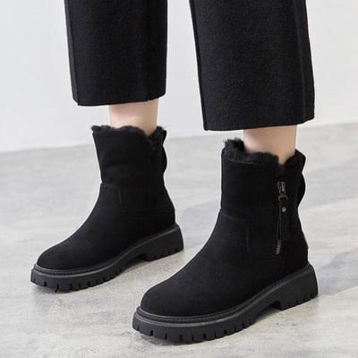 Bottes de neige pour femmes, nouvelles chaussures d'hiver en velours pour femmes, bottes chaudes en coton épais, bottes noires à fourrure pour femmes 40 noir
