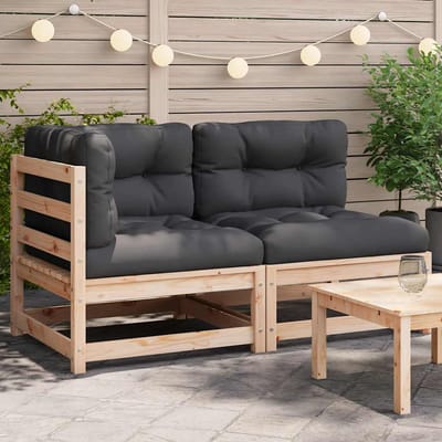 vidaXL - Tuinbank - 2-zits - met - kussens - massief - grenenhout