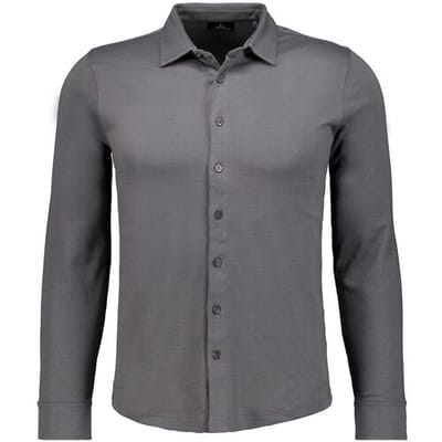 Ragman Overhemd Uni Color Pima Cotton Jersey Kent Leisteen / male
