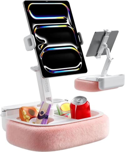 Kussen Tablethouder - Schootkussen Houder - Handsfree Media Kijken - 4-in-1 Multifunctioneel - 34 x 29 x 12 cm - Roze