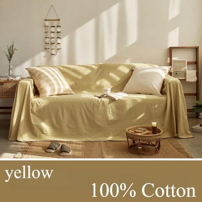 100% Katoen Sofa Hoes Nordic Bankhoes Vier Seizoenen Universele Meubelbeschermer Sofa Hoes voor Slaapkamer Huisdecoratie 1 stuk 130x180cm geel