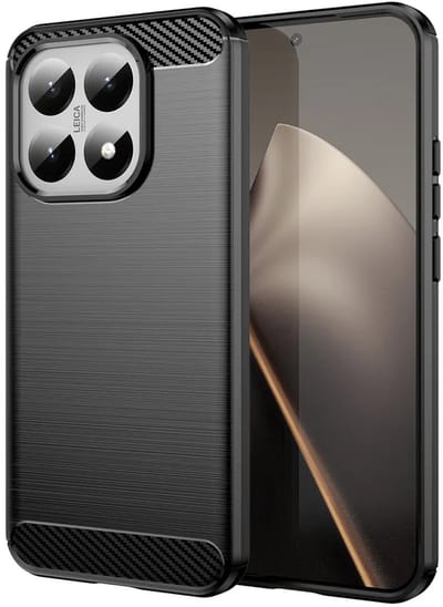 MobyDefend Hoesje - Geschikt voor Xiaomi 15T - TPU Backcover - Geborstelde Metaal & Carbon-Look - Zwart