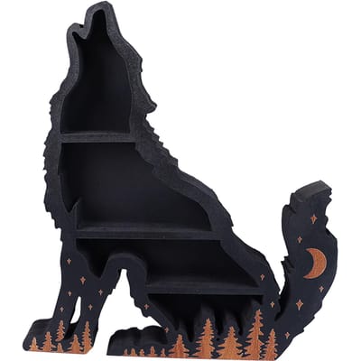 Wolf Houten Kristal Display Planken Klassieke Meerlaagse Decoratieve Kristal Planken Display voor Thuis Wolf Right