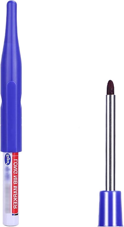 Timmerman Pennen - Markeerstiften Diepe Gaten - Markeren Moeilijke Plekken - 30mm Lange Penpunt - 8 Stuks - Blauw