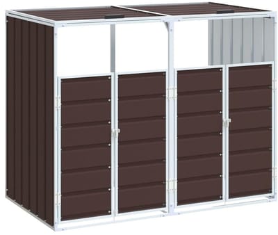 Dailygoods - Containerberging voor 3 Afvalcontainers - Staal Bruin Tuinberging