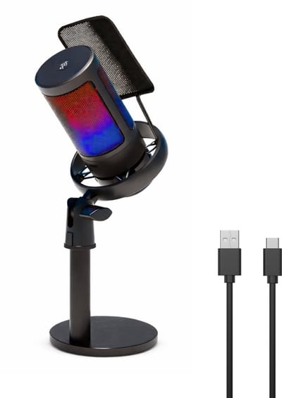 Delmark USB Gaming Microfoon met RGB verlichting - Condensator Microfoon - Geschikt voor PC, Streaming, Gaming & Opnames - Geschikt voor Windows