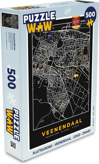 Puzzel Plattegrond - Veenendaal - Goud - Zwart - Legpuzzel - Puzzel 500 stukjes - Stadskaart