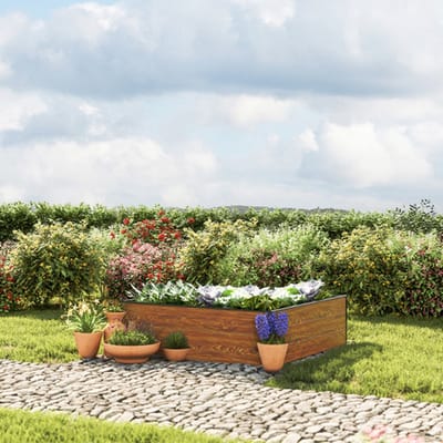 119 x 119 x 39 cm Moestuinbak Halfsize, Laklaag met houtoptiek