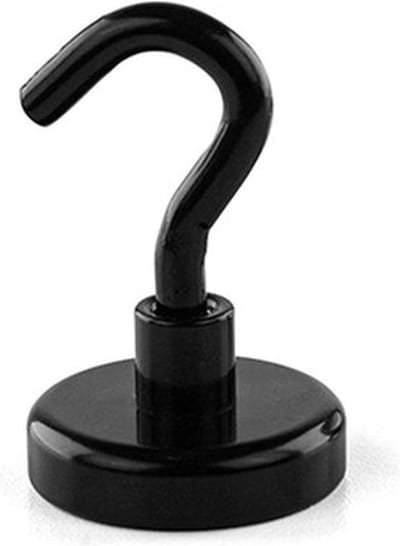 TLVX Haak magneet Zwart 12mm x 36mm / Erg sterk / 3.5 KG trekkracht / Magnetische ophanghaak / Magneet met haak / Metalen haak / Deurmagneet haak voor sleutels / Koelkast magneet handdoek / Magneet gereedschap / Foto magneet met handdoekhaak / 1 stuk
