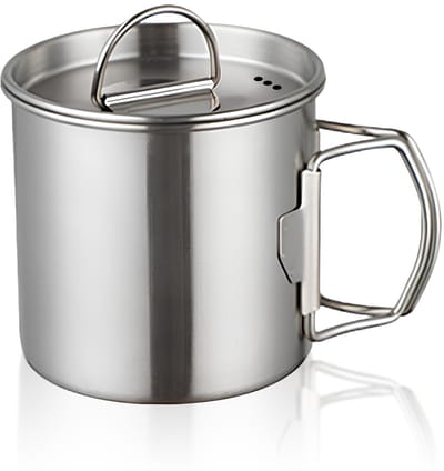 JHUBERS- Waterbeker 500ML Roestvrij Staal - Opvouwbaar Handvat - Duurzaam - Campingbeker - Outdoor - Inklapbaar - Kampeermok