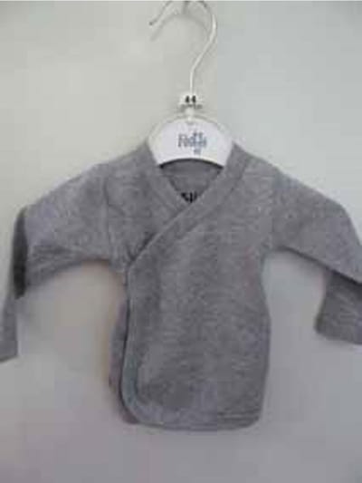 ISI overslag shirt grijs lange mouwen maat 44/48 (prematuur)