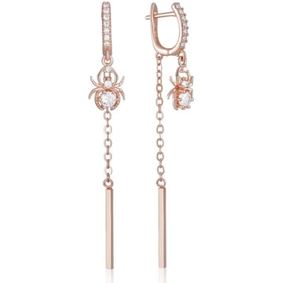 Trend Lange Kwast Spin Hangende Oorbellen Voor Vrouwen Mode Roségoud Kleur Met Natuurlijke Zirkonia Fijne Dagelijkse Sieraden white