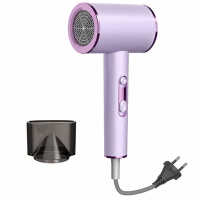 Haardroger - 2000 W paars - 2 warm-/koudeluchtstanden - blaasmond - 220 V ronde stekker