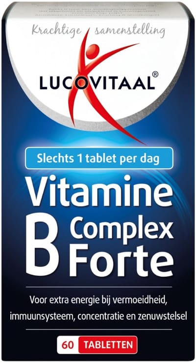 Lucovitaal Vitamine B Complex Forte met Biergist & Panax Ginseng, 60 Tabletten, Voedingssupplement voor Volwassenen, Voor Zenuwstelsel en Vermoeidheid