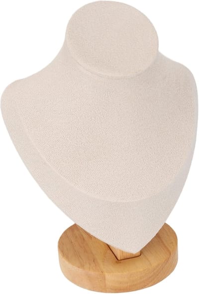 Kleine Massieve Houten Necklace Display Stand - Hals Sieradenhouder in Zwart - Wit - Grijs - Beige voor het Presenteren van Kettingen en Hangers