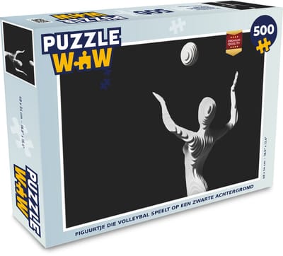 Puzzel Figuurtje die volleybal speelt op een zwarte achtergrond - Legpuzzel - Puzzel 500 stukjes