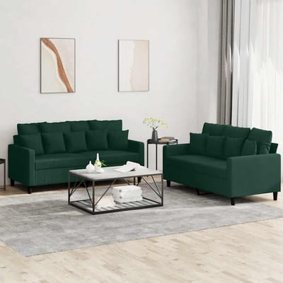 vidaXL - 2-delige - Loungeset - met - kussens - fluweel - donkergroen