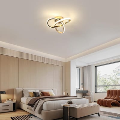 Haobosic - Gouden LED-plafondlamp, moderne plafondlamp voor woonkamer 22W, neutraal licht 4500K, creatieve bloemvormige verlichtingsarmatuur, voor slaapkamergang