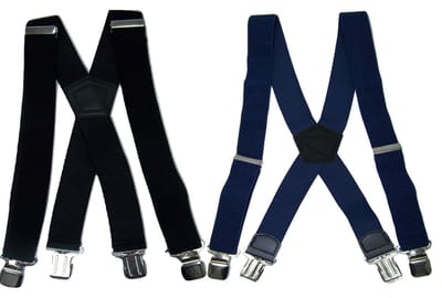 Zwarte en Donkerblauwe 4 clip Bretels met stevige sterke brede stalen clips Duo Pack