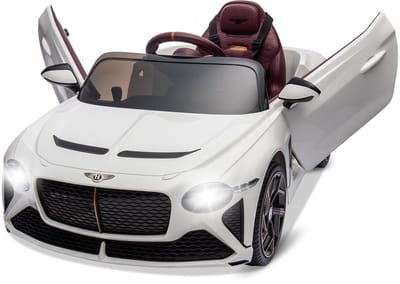 Danky Auto - Bentley Officiële Licentie - Elektrische Kinderauto 12V - Wit - Afstandsbediening - 3-8j