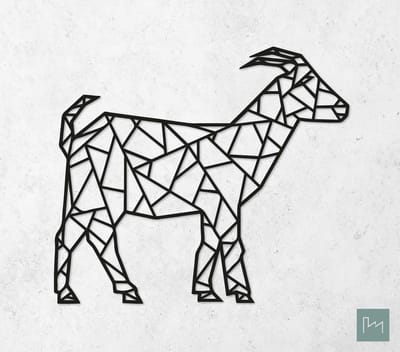 Laserfabrique Wanddecoratie - Geometrische Geit - Medium - Zwart - Geometrische dieren en vormen - Houten dieren - Muurdecoratie - Line art - Wall art