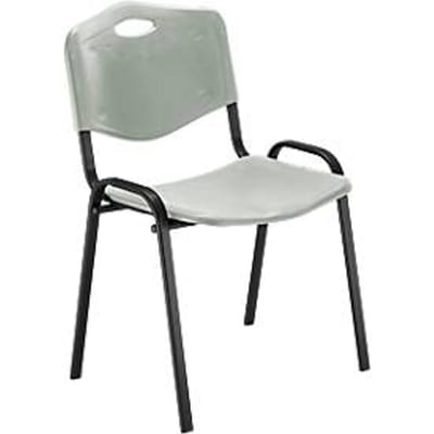 Nowy Styl bezoekersstoel ISO 4L, H 470 mm x B 460 mm x D 410 mm, kunststof, met stalen onderstel, krasbestendige poten, stapelbaar, zwart-grijs