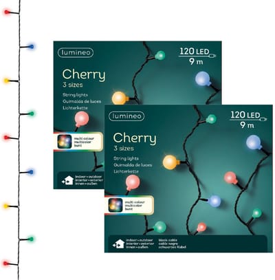 Lumineo kerstverlichting - gekleurd - 120 led lampjes - 9 meter - twinkle - lichtsnoeren - Buiten verlichting - kerstverlichting