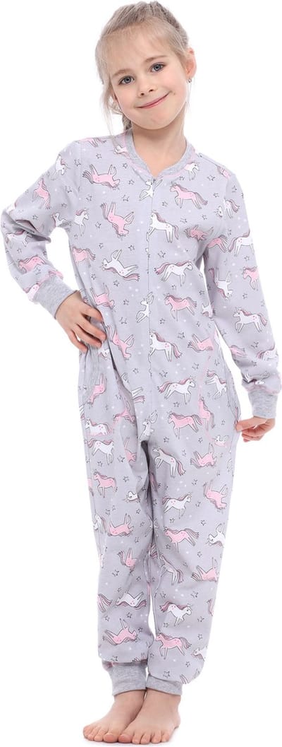 Merry Style Kinder Pyjama - ronde hals - lange mouwen - lange broek met zakken - Katoen - MS-MS10-186-PJ - Melange Einhorn - 134-140