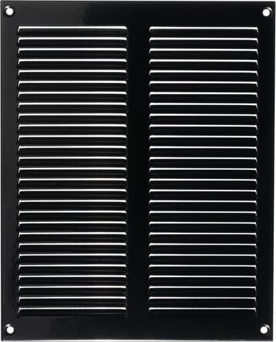 Zwart Metalen Ventilatiegrille Vierkant met Insektengaas 200x250mm