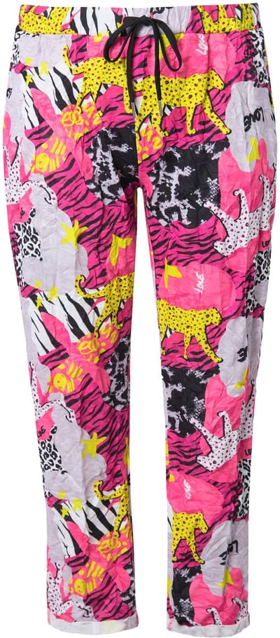 Angel of Style - Dames - Joggpants loose fit kreukels dierenpatchpatroon - Hibiscusrood - Maat 42